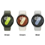 ساعت هوشمند سامسونگ مدل Galaxy Watch 7 40mm دارای قابلیت های کنترل موسیقی (Music Player)، قابلیت مکالمه از طریق بلوتوث، قابلیت تغییر طرح ساعت یا تم، صفحه همیشه روشن (Always-on Display)، پشتیبانی از دستیار صوتی بند پلاستیک