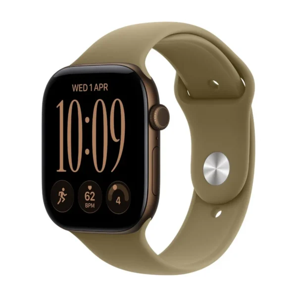 ساعت هوشمند 46 میلی‌متری اپل مدل Watch Series 12 Aluminum Case با بند سیلیکونی، سازگار با iOS - رنگ: برنز